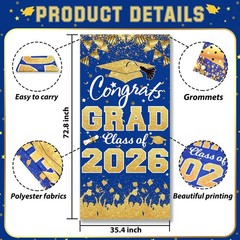 2026 Graduation Party Decorations – Blue Gold Congrats Grad Class of 2026 Ban…
