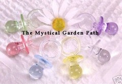 6 Large Multi Pastel Transparent 29x60mm Baby Pacifier Charms *