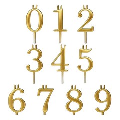 Reusable Metal Number Cake Candle Holder Set for Birthday Cakes Golden 10cm