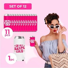 Bachelorette Set of 12 – 1 In My Bride Era and 11 In My Party Era Can Coolers