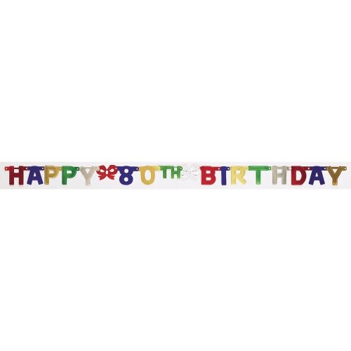 Party Decoration Jointed Banner, Happy 80th Birthday, 6-Feet