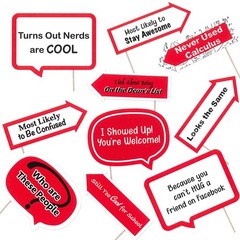 10 PCS Red High School Class Reunion Photo Booth Props Party Decorations