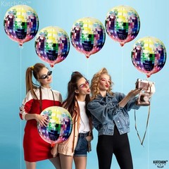 Katchon Big Multicolor Disco Ball Balloons – 22 Inch, Pack Of 6 | Neon