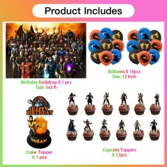 Mortal Kombat Party Supplies Birthday Decor Set Balloons Cake Toppers Banner