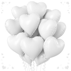 White Heart Balloons, 18Inch White Love Heart Foil Balloons, 12PCS Valentine …