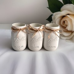 Set of 3 chalk painted distressed mason jar vases…mix & match colors!
