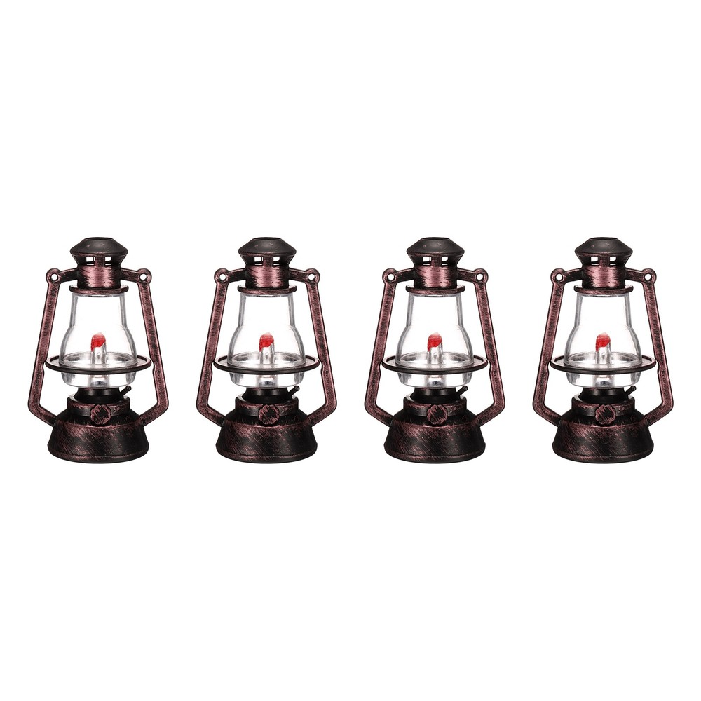 Dollhouse Micro Lantern, 3.74″ Height, Plastic Mini Kerosene Lamp Copper, 4pcs