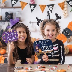 Halloween Photo Booth Props 41 Pc Kit Sign Adhesive Pads Sticks Decorations