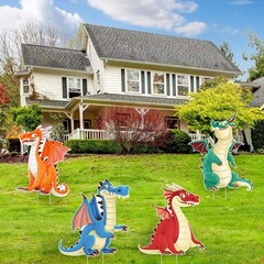 Dragon Party Decorations Yard Sign Dinosaur Birthday Outdoor Garden Sign