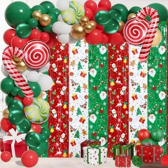 136 Pcs Merry Christmas Party Decorations Set Christmas Candy Foil Fringe Cur…