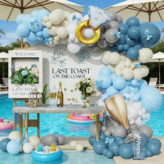 Last Toast On The Coast Bachelorette Decorations, 148pcs Blue White Sand Bridal
