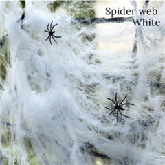 2 Pack Stretchable Spider Web + 2 Fake Spiders Halloween Party Decor Cobweb Prop