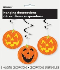 Halloween Jack O’Lantern Pumpkin 26″ Hanging Swirl Cutouts 3 Pc