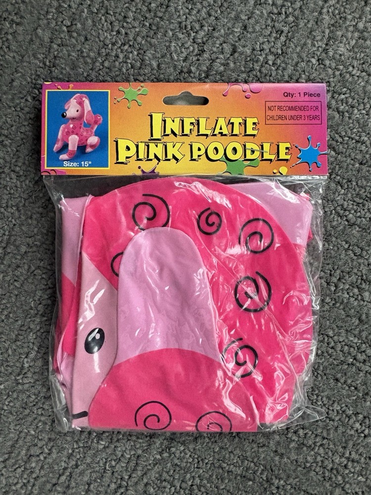 New 1950’s Party Inflatable Pink French Poodle Dog 15” Oriental Trading