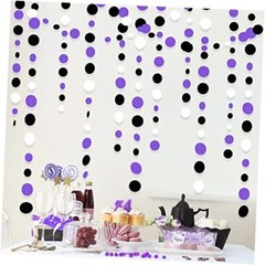 46Ft Circle Dots Garlands Black Purple and White Polka Dot Hanging Purple Black