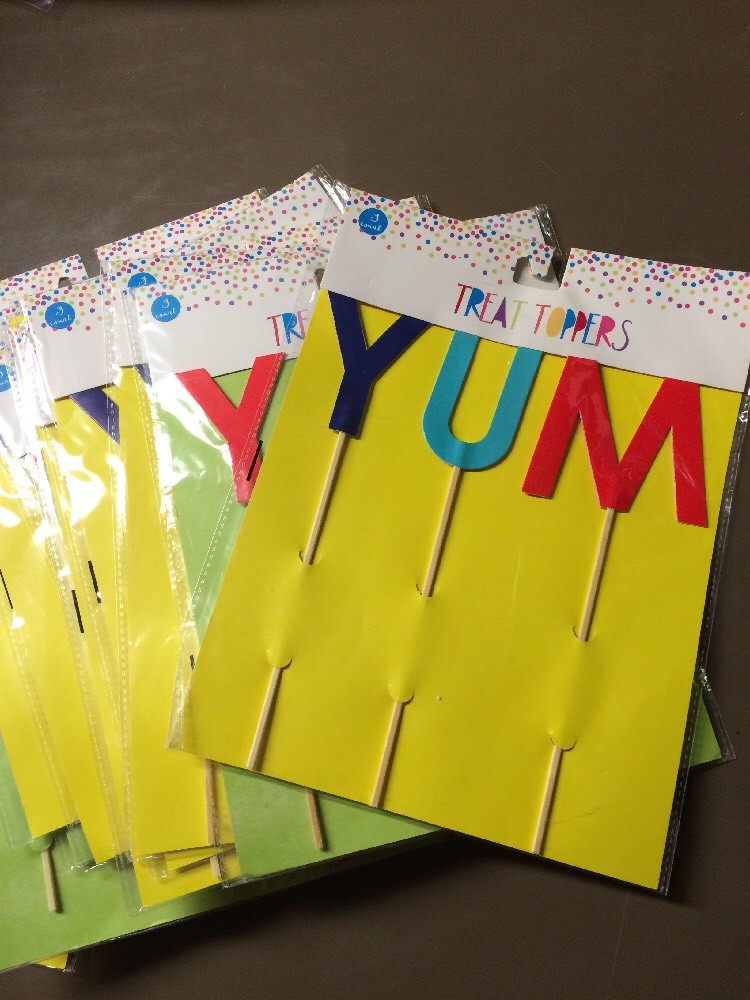 3-Count Packs Of “YUM” TreatToppers Cake-Cupcakes Lot Of 24 Packs