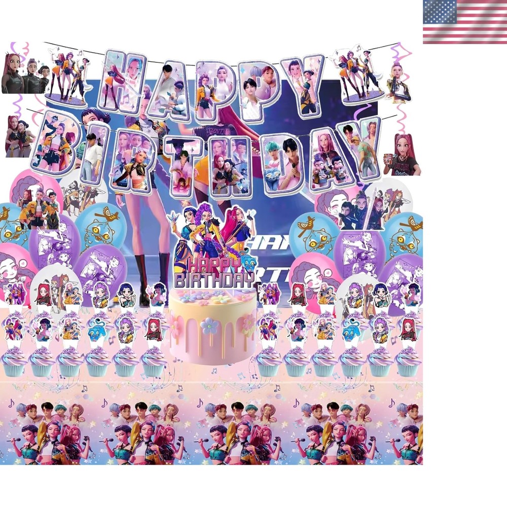 50 PCS Vibrant K Pop Demon Hunters Party Supplies – Perfect for Kids’ Birthdays