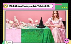 2 Pcs Iridescent Pink & Green Holographic Tablecloth for Graduation Birthday