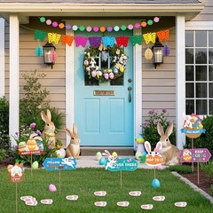 AhfuLife Easter Decorations Set, Happy Bunny Decoration Set