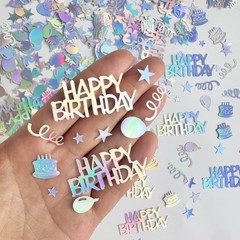 300 PCS Happy Birthday Iridescent Glitter Confetti Table Cake Party Decor