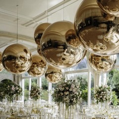 Yescom 2PCS 20″ Big Shiny Inflatable Mirror Ball Giant Reusable Hanging Gold