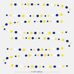 Pinkblume 46Ft Navy Blue And Yellow Circle Dots Garland Royal Blue Yellow White