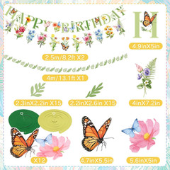 Flower Birthday Decorations, Garden Wildflower Party Decorations with Pre-Strung