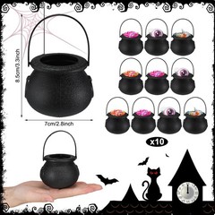 Meanplan Halloween Witch Party Favors Black Mini Cauldrons 2.8″ 12pcs