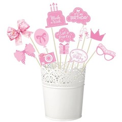 Pink Bow Party Decorations Photo Booth Props Signs,25pcs Pink Bow Birthday De…