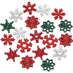 (50 Pieces/pack) 23mm Christmas Snowflake Wood Chips Colorful Diverse New Year’s
