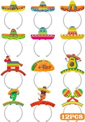 Flexible Mexican Sombrero Headbands – 12-Pc Colorful Fiesta Decoration Set