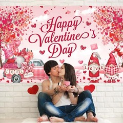 Large 72×44 Inch Valentines Day Background, Romantic Pink Happy Valentines Day