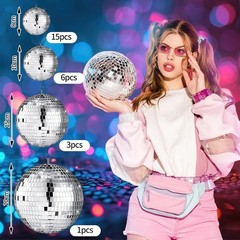 25 Pc Silver Mirror Disco Balls Set for Party Decor