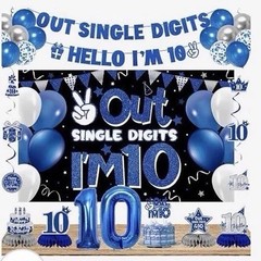 Hello I’m 10 10th Birthday Set, Blue Glitter Die Cut Paper