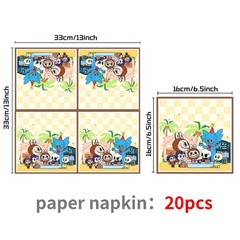 98Pcs Cute Cartoon Big Ears Bubu Birthday Party Supplies Set Plates Banner Ballo
