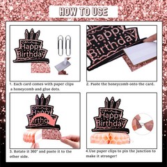 9 PCS 50th Birthday Party Table Decorations Rose Gold Pink Honeycomb Center