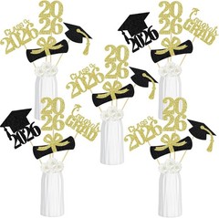 Stylish 24-Piece Gold Glitter Table Centerpieces for Graduation Parties 2026