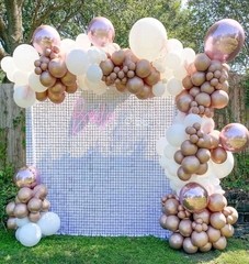 Shimmer Wall Backdrop for Party – Matte White 24 Panels Square Sequin Wall…