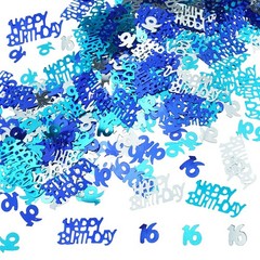 Blue 16th Birthday Confetti Glitter Metallic Number 16 Sequins for Table Decor