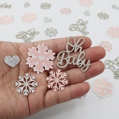 Blopee 200PC Winter Snowflake Baby Shower Table Confetti Pink Winter Wonderla…