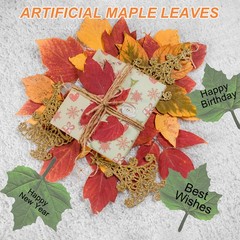 50 Pack Artificial Maple Leaves Fall Leave Cutouts Leaf Green with Glue 2.8×3.3″