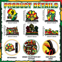 6 Pcs Juneteenth Table Decorations Black History Month Wooden Centerpieces Afric