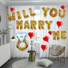 Will You Marry Me Letter Balloons Banner, 16Inch Gold Letter Foil Balloons Red H