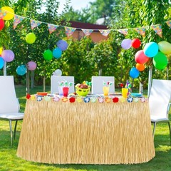 Luau Party Decorations, Natural Hawaiian Grass Table Skirt, Flower 108 X 29.5…