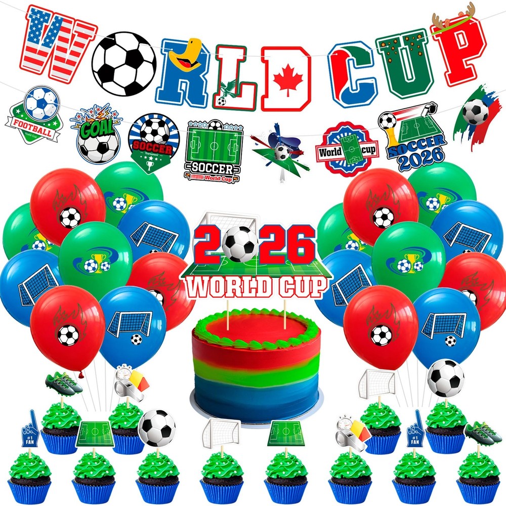 World Cup 2026 Decorations Party Supplies Set – 32 Pcs Soccer Theme