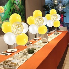4Set Yellow and White Balloon Stand Table Centerpiece Party Decor