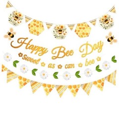 Bumblebee Party Decorations – Happy Birthday Banner – DIY Pre-Strung – Happy Bee