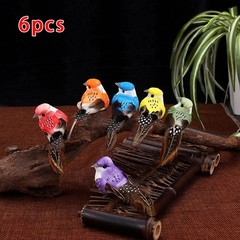 6* Xmas Tree Decor Perched Fake Feather Birds Garden Decoration Ornament New
