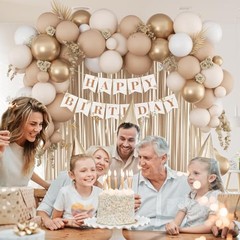 Boho Birthday Decorations with Sand White Nude Metallic Gold Foil Balloons
