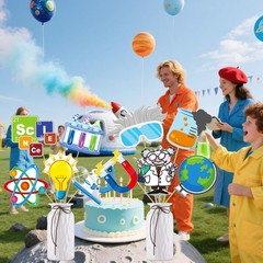 Science Birthday Party Decorations 18Pcs Science Theme Centerpiece Sticks for Ta